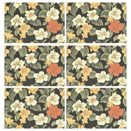 

Ryvnso Placemats Set of 6 Elegant Tropical Floral-h2 Dining Mats Heat-Resistant Non-Slip Washable Table Mat