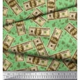 thumbnail image 2 of Soimoi Polyester Crepe Fabric Dollar Currency Note & Leaves Fabric Prints by Yard 52 Inch Wide, 2 of 3