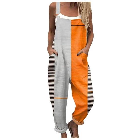 PFWOWB Women Floral Overalls Wide Leg Jumpsuit Adjustable Strap Loose Fit Romper Pockets