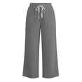 thumbnail image 4 of KIHOUT Womens Wide Leg Pants High Waisted Solid Color Casual Loose Fit Drawstring Elastic Waistband Trousers with Pockets Long Pants, 4 of 6
