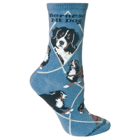 Bernese Mountain Dog Blue Cotton Ladies Socks