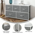 thumbnail image 6 of BizChair 5 Drawer Vertical Storage Dresser with White Cast Iron Frame, White Wood Top and Gray Easy Pull Fabric Drawers with White Wooden Handles, 6 of 12
