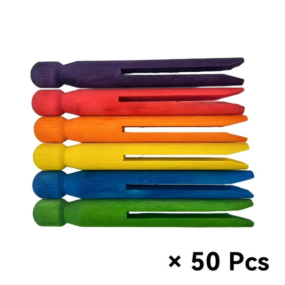 CCOCC 50 Pcs Clothes Pins,95mm Handmade Wooden Clips Hair Pins,Artistic Projects Versatile Design Hair Accessories,Multicolor