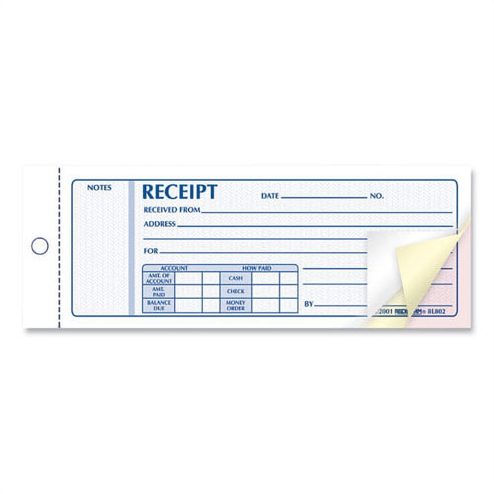 Receipt Book, Three-Part Carbonless, 7 X 2.75, 1/page, 50 Forms | Bundle of 2 Each