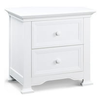 Pemberly Row Traditional Wood Nightstand with 2 Drawers in White Finish