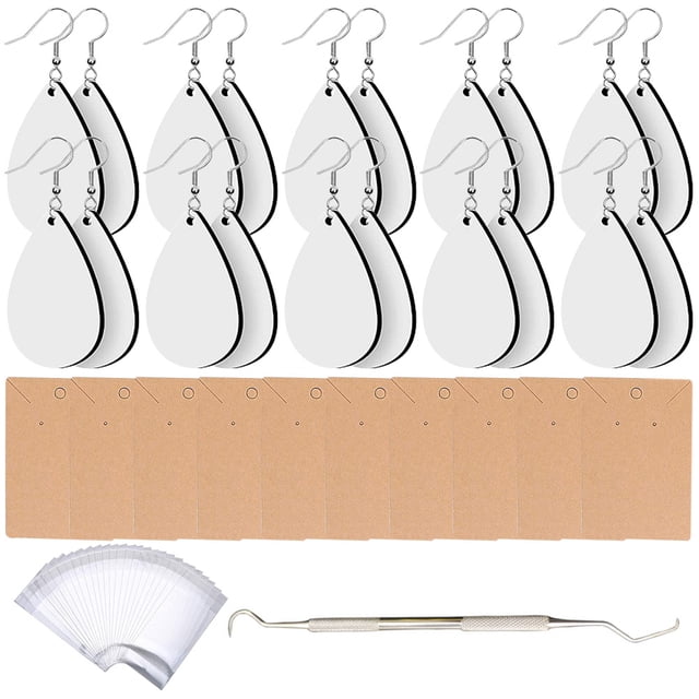1 Set Sublimation Earrings Blanks Water Drop Earrings Blanks Earring Drops Earring Crafts Material