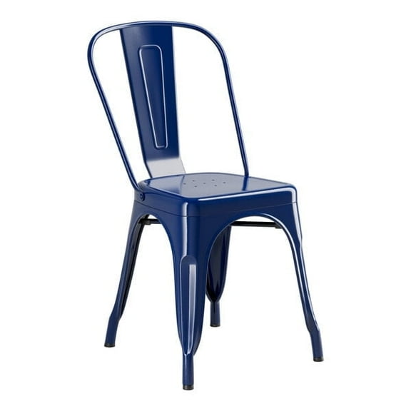 Cafe Style Stackable Sapphire Metal Restaurant Dining Chair For Indoor or Outdoor Use