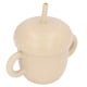 thumbnail image 5 of Taza de entrenamiento de silicona a prueba de derrames para bebés con asas dobles y tapa beige, 5 of 14