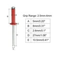 thumbnail image 2 of Unique Bargains Rivets Aveugles à Tête Ronde Plate en Aluminium de 5 Mm x 8 Mm, Pack de 25 Rouge, 2 of 5