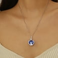 thumbnail image 3 of Juwaliy Couple Necklace for Women 925 Sterling Silver 15MM Heart September Birthstone Rose Flower Pendant Wedding Engagement Bridal Jewelry Valentines Gift for Her Wife, 3 of 10