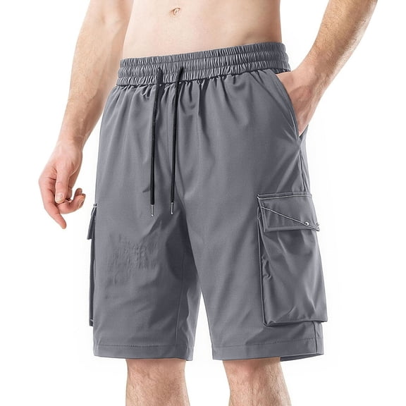 Men's Quick Dry Cargo Shorts Elastic Drawstring Waist with Multi-Pockets,Fashion Casual Lightweight Summer Shorts Gray 3XL