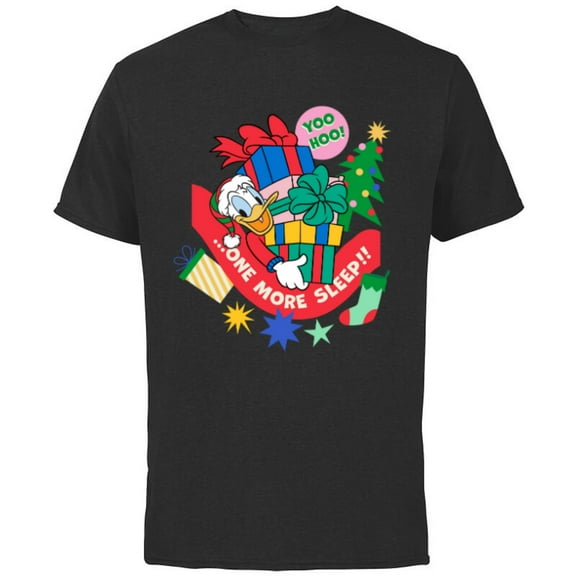Disney Donald Duck Christmas Holiday One More Sleep - Short Sleeve Cotton T-Shirt for Adults - Customized-Black