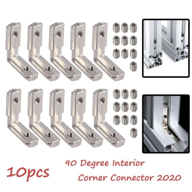 Bgsha 10pcs 6mm T-Slot Profil en Aluminium L Support 90o Connecteur d'Angle Interne EU-2020