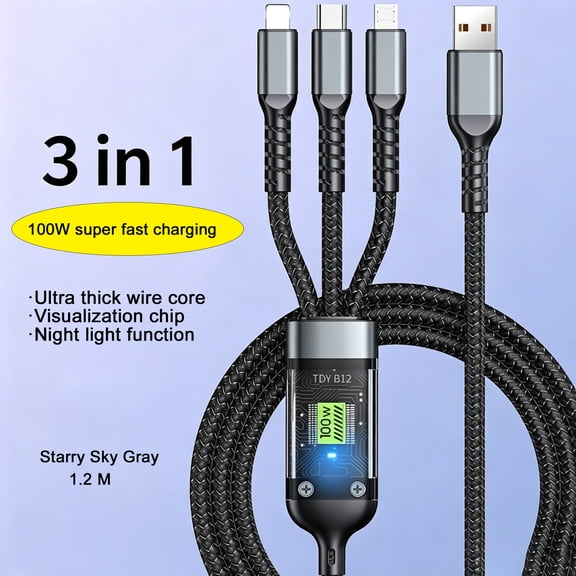Multi Charger Cable, 3 in 1 Charging Cable USB Phone Multiple Charger Cord Universal cell phone charger