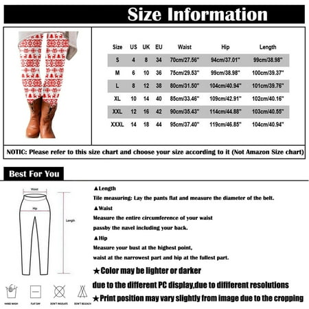 Dndkilg Christmas Leggings for Women Graphic Tummy Control High Waisted Holiday Womens Panties Funny Workout Clothing Tight Active Leggings Red XL