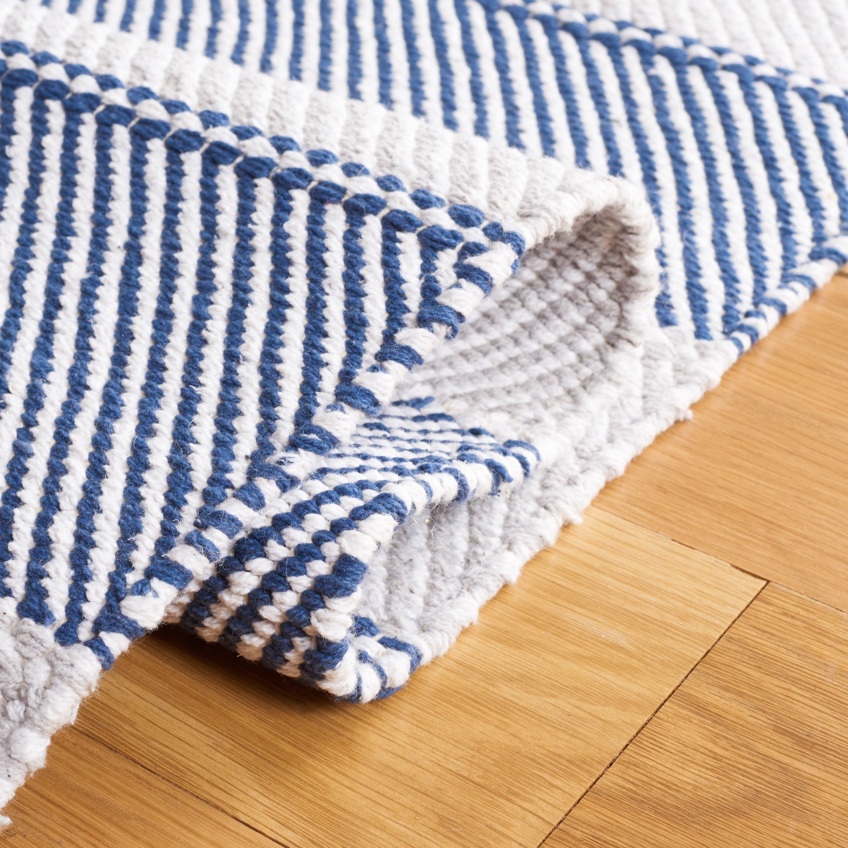SAFAVIEH Striped Kilim Yadira Striped Cotton Area Rug, Grey/Blue, 3' x 5'