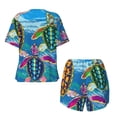 thumbnail image 5 of Lsque Little Sea Turtles Women's Short-Sleeved Pajama Set - 2 Piece Soft and Lightweight Sleepwear Set-XX-Large, 5 of 9