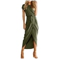 thumbnail image 1 of B91xZ Robes Décontractées pour Femmes Manches Courtes Col Carré Dos Nu Aguichant Robe à Volants Taille Élastique Robe Trapèze Mini, Vert Armée TG, 1 of 4