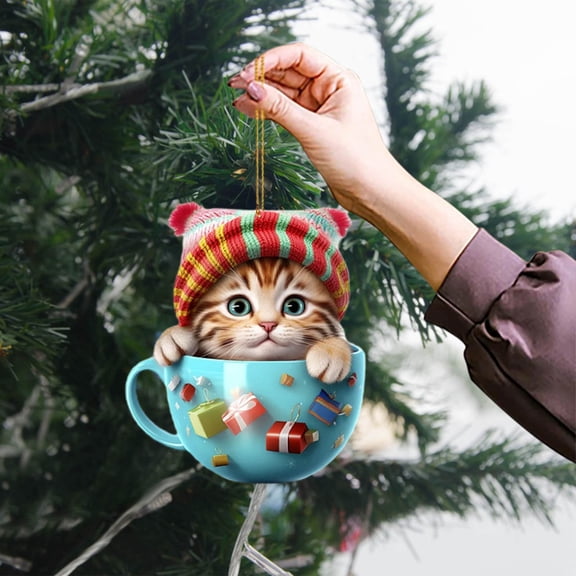 Lilgiuy 1PC Christmas Decorations 2024 Cat Car Interior Pendant Christmas Christmas Tree Decoration Hanging Ornament Holiday Home Decoration Novelty Fun Xmas Decorations Ornaments for Home Decor