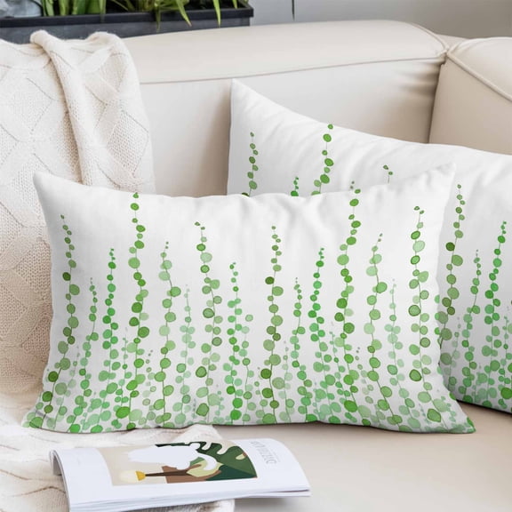 Green Polka Dots Pillow Covers 16"x24", Watercolor Abstract Art Soft Brushed Microfiber Breathable Throw Pillow Covers, Pillowcase with Zipper for Couch Sofa Bedroom Living Room