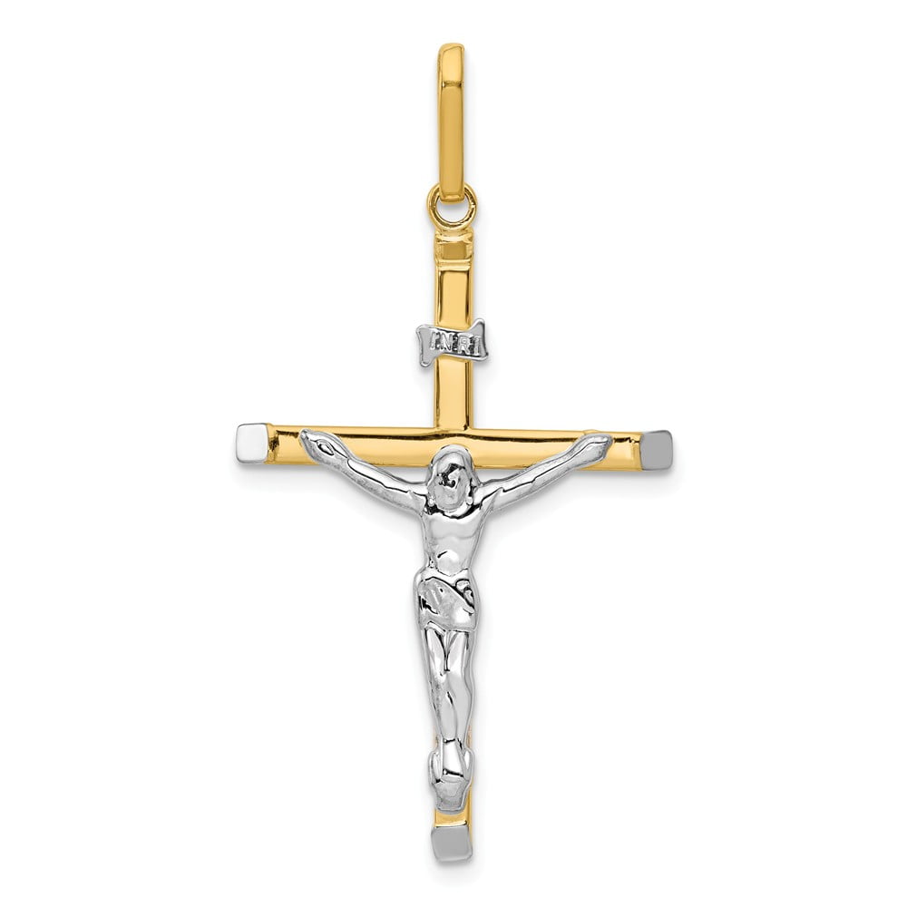 14k Twotone Gold Crucifix Pendant