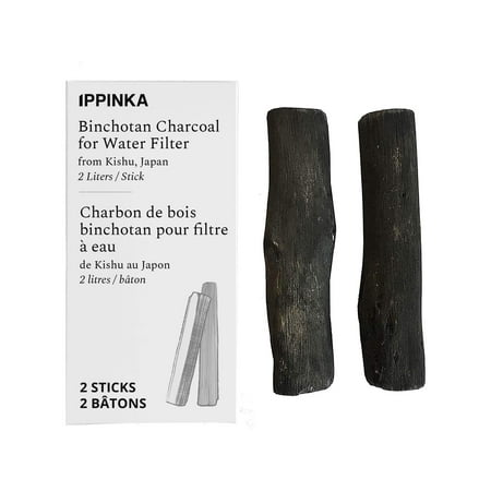 

IPPINKA Binchotan Charcoal from Kishu Japan for Great-Tasting Water 2 Sticks Each Stick Filters up to 2 Liters of Water