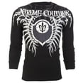 thumbnail image 2 of XTREME COUTURE Mens Long Sleeve VERTEBRAE Crewneck THERMAL T-Shirt (Black), 2 of 7