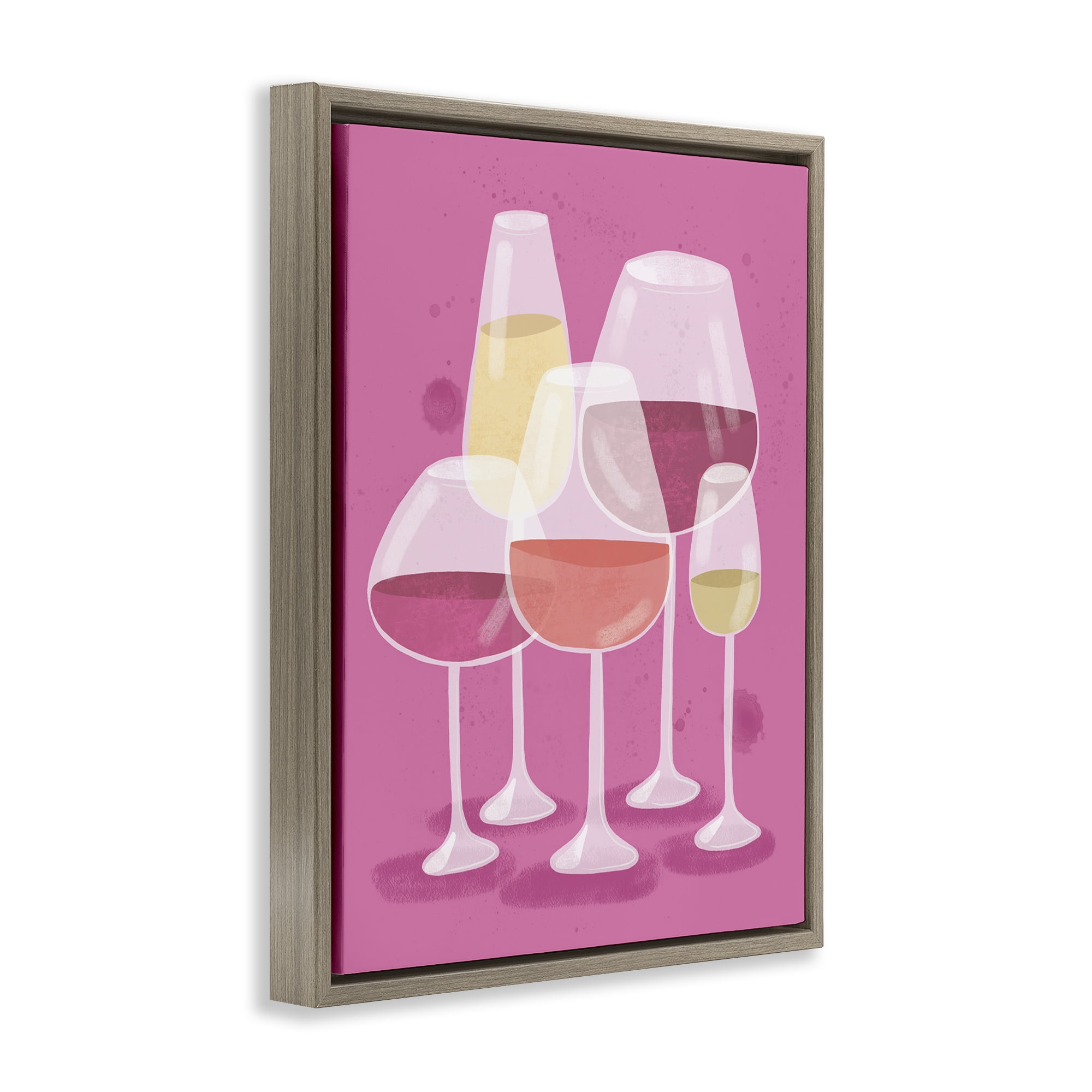 Stupell Industries Varied Wine Glasses Food & Beverage Painting Brown Floater Framed Canvas Art Print Wall Art, 17 x 21