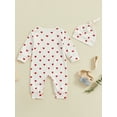 thumbnail image 4 of Suealasg Newborn Boys Girls 2 Piece Valentine Outfits Long Sleeve Heart Print Jumpsuit Hat Infant Baby Spring Footies Rompers Sleepwear, 4 of 9