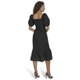 thumbnail image 5 of Falling Flowers Women's Cotton Square Neck Puff Sleeve Flounce Tiered Midi Dress, Sizes XS-XL, 5 of 6