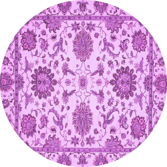 Ahgly Company Indoor Round Oriental Purple Modern Area Rugs, 7' Round