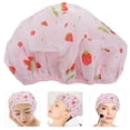 thumbnail image 2 of MasteelfCA Double Layers Strawberry Printed Shower Waterproof Bathing Hat Elastic Fast Dry Bath for Bathroom, 2 of 8