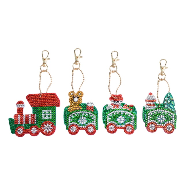 Bewildely 2022 4/5 Uds Diy Navidad diamante pintura llavero colgante taladro completo forma especial bordado de diamantes bolso de mujer regalo de Navidad Artesanía Tipo6 4 pezzi Bewildely HA008418-06B