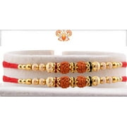 VIBRANT-GUJARAT Rakhi for Brother Rakhi Set of 2 Rudraksha Rakhee Thread Bracelet for Bhai Bhaiya- Indian Rakhi Raksha Bandhan Festival