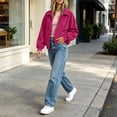 thumbnail image 2 of Women's Corduroy Jacket Long Sleeve Zip Up Jacket Casual Collared Coat with Pockets Loose Fit Lightweight Fall Winter Outerwear, 2 of 6