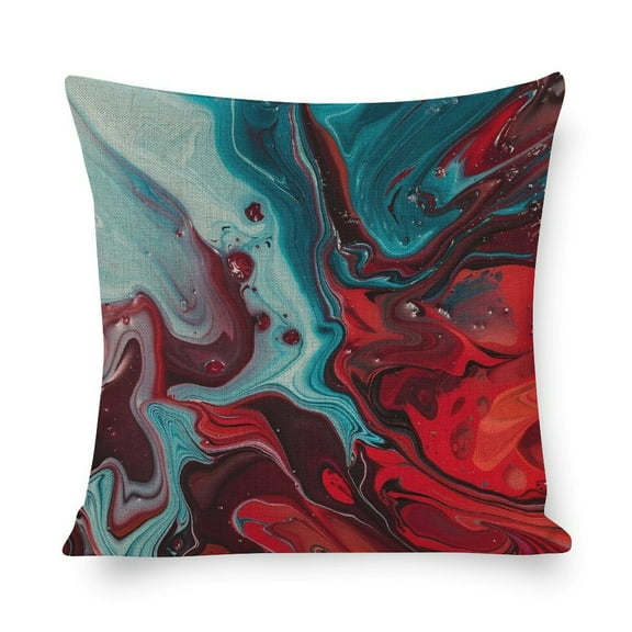 Decorative Throw Pillow Covers Pillows Burgundy Maroon Red Blue Turquoise Fluid Abstract-4 Sofa Pillow Case for Farmhouse Decor Room Bedroom Sofa Chair Car 16"x16"