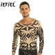 thumbnail image 2 of iEFiEL - Camiseta de manga larga transparente elástica con tatuaje falso para hombre, para culturismo, para Halloween, con efecto mojado, 2 of 5