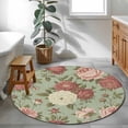 thumbnail image 3 of Spring Flower Round Area Rug 3.3Ft Washable Circle Rugs for Dining Room Table, Farmhouse Vintage Country Floral Plant Green Non-Slip Carpet Floor Mats Indoor Outdoor Carpet Runner Home Decor, 3 of 8