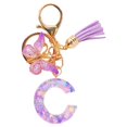 thumbnail image 1 of Feltree Initial Letter Keychains for Women Tassel Purple Cute Car Keychain for Wallet Backpack Bag, 1 of 8