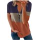thumbnail image 2 of ICHUANYI Clearance Women's Fashion Casual Patchwork V-Neck Loose Short Sleeve T-shirt Pullover Tops(Orange, L) ICHUANYI WER2023080816785, 2 of 5
