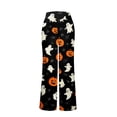 thumbnail image 6 of Domzest Halloween Womens Pajama Pants Pumpkin Ghost Bat Graphic Drawstring Elastic Waisted Pj Bottoms Cute Wide Leg Pajama Bottoms Dark Gray XL, 6 of 6