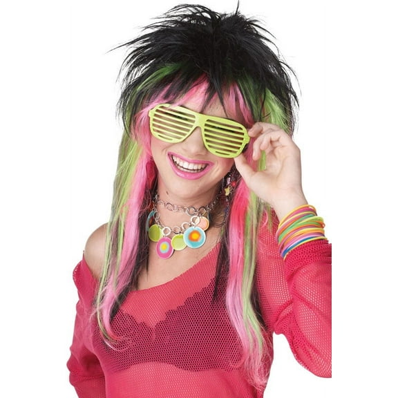 Rave Candy Costume Wig (Black/Lime/Pink)