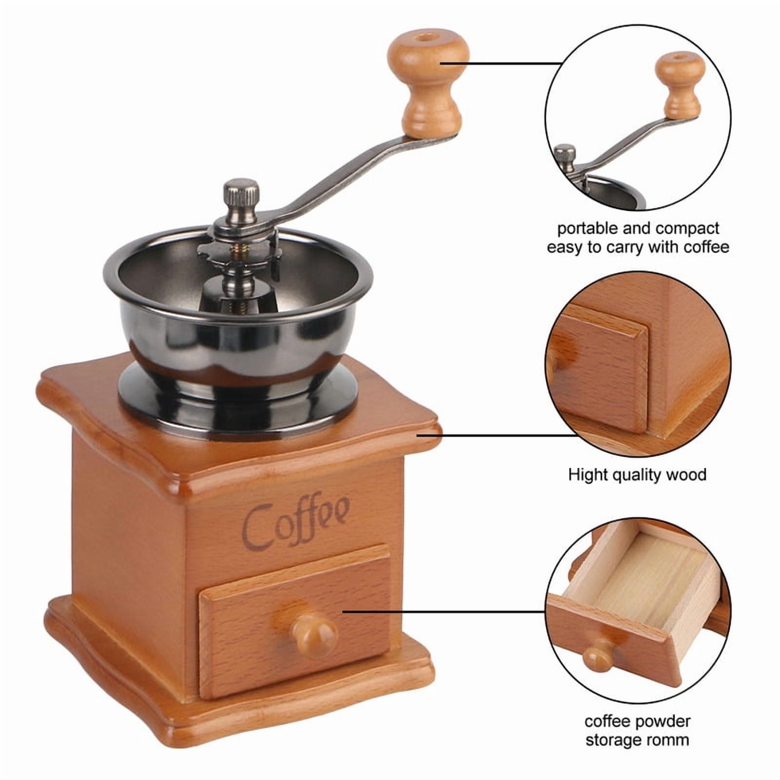 Retro Style With Ceramic Millston Spice Burr Mill Coffee Manual Coffee Bean Grinder Utensils Stainless Steel Handle Mini Wooden