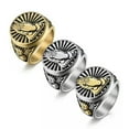 thumbnail image 2 of HOOUN Vintage Crown Heart Praying Hands Ring Stainless Steel Lord's Prayer Signet Ring-11-Gold, 2 of 8