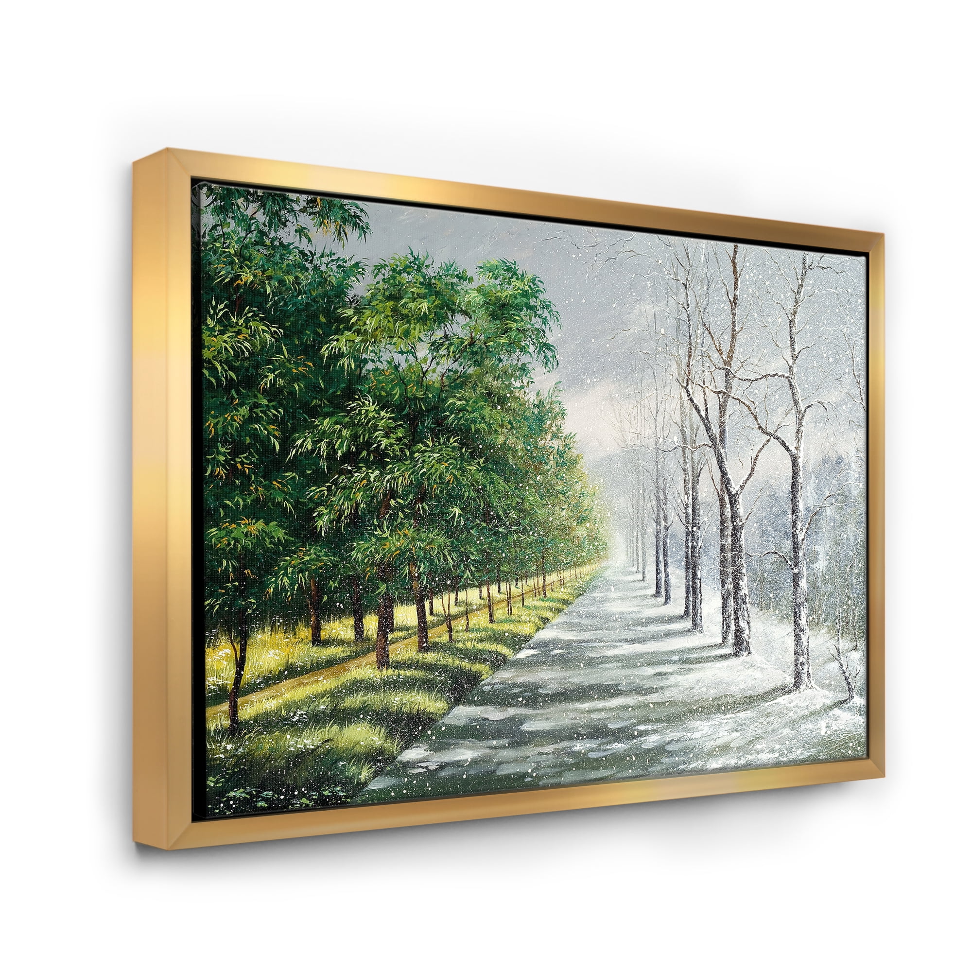 Summer and Winter United 20 in x 12 in Framed Photography Canvas Art Print, by Designart