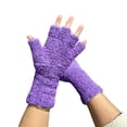 thumbnail image 2 of Tnobhg 1 Pair Unisex Gloves Half-finger Thick Fleece Soft Elastic Anti-slip Warm Solid Color Cozy Windproof Extended Wrist Students Writing Office Typing Gloves, 2 of 8