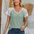 thumbnail image 6 of Raeneomay Cap Sleeve Tops for Women Versatile and Comfortable V-Neck Short Sleeved Lace Patchwork Top, 6 of 6