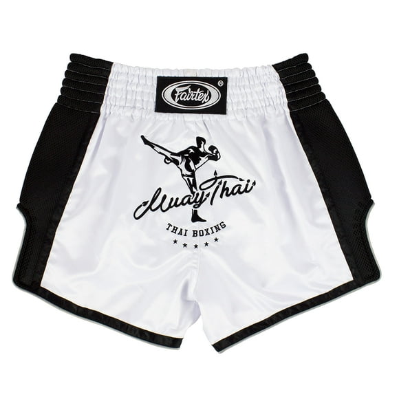 Pantalones cortos de boxeo para muay thai Fairtex BS1707 de corte delgado, color blanco