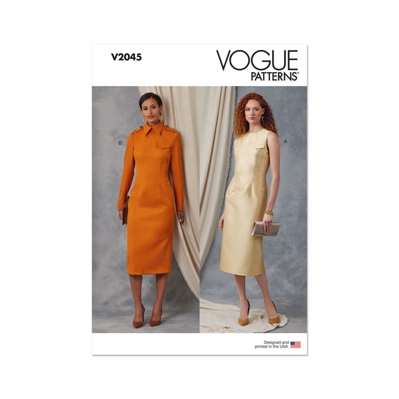 Vogue Sewing Pattern 2045 - Misses' Dress with Collar and Sleeve Variations, Size: Y5 (18-20-22-24-26)