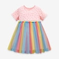 thumbnail image 6 of WIBACKER 2-7T Toddler Little Girl Tutu Tulle Dress with Rainbow Skirt Short Sleeve Birthday Party Sundress, 6 of 7